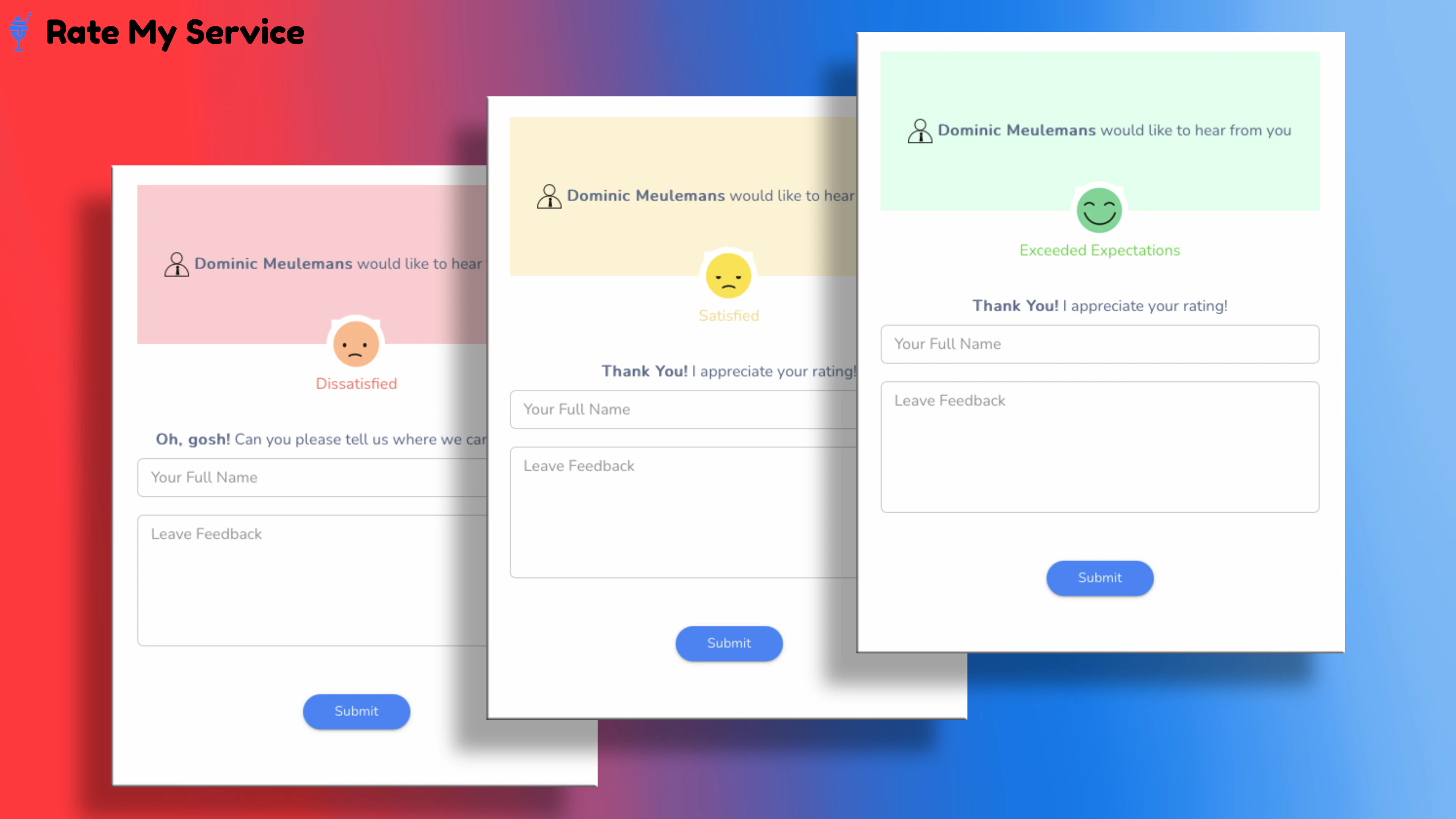 screenshot of Rate My Service